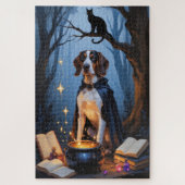Bluetick Coonhound Whimsical Halloween Malerei Puzzle (Vertikal)