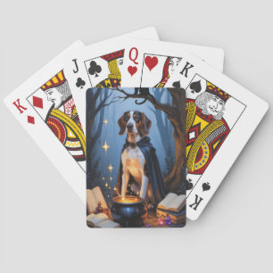 Bluetick Coonhound Whimsical Halloween Malerei Spielkarten