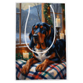 Bluetick Coonhound With Christmas Lights Holiday Mittlere Geschenktüte (Vorderseite)