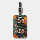 Bluetick Coonhound with Heart Rose Valentinstag Gepäckanhänger (Vorderseite vertikal)