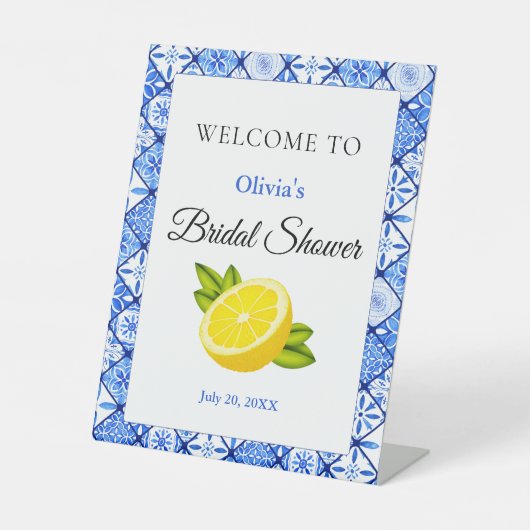 BlueTile Lemon Brautparty - Willkommen Sockelschild (Vorderseite)