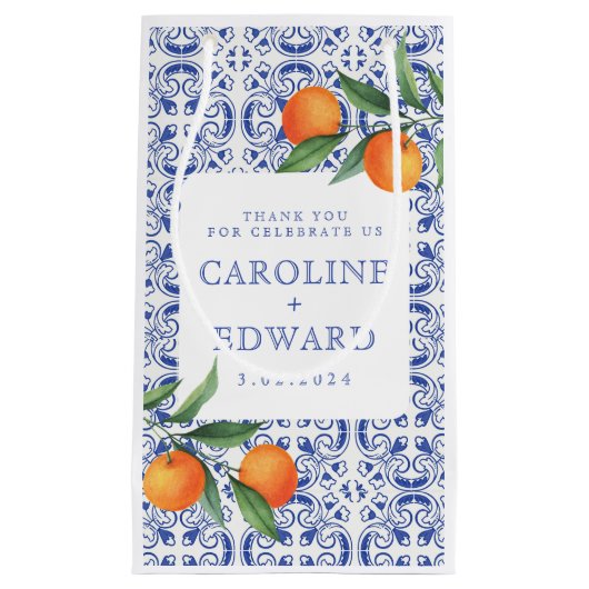 Bluetile mediterrane Hochzeit Kleine Geschenktüte (Vorderseite)