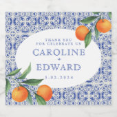 Bluetile mediterrane Hochzeit Schaumweinetikett (Einzelnes Label)