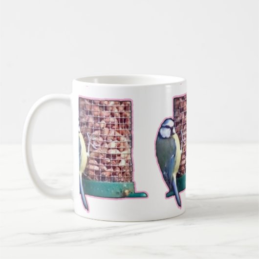 Bluetit auf Geschenke für Vogelfutter-Foto Kaffeetasse (Links)