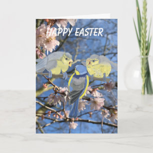 Bluetit Mutter und Babys Ostern Feiertagskarte