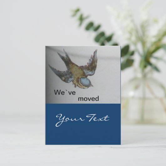 bluetit-wir sind umgezogen ankündigungspostkarte (Stehend Vorderseite)