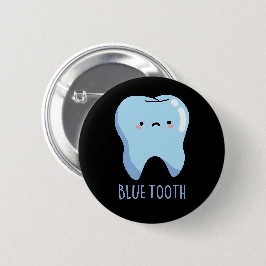 Bluetooth Funny Technical Blue Tooth Puff Dark BG Button (Vorne & Hinten)