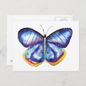 BlueWatercolor Butterfly Kunst Postkarte (Vorne/Hinten)