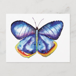 BlueWatercolor Butterfly Kunst Postkarte