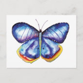 BlueWatercolor Butterfly Kunst Postkarte (Vorderseite)