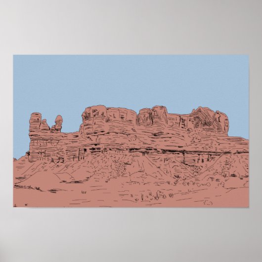 Bluff, Utah Illustration Poster (Vorne)