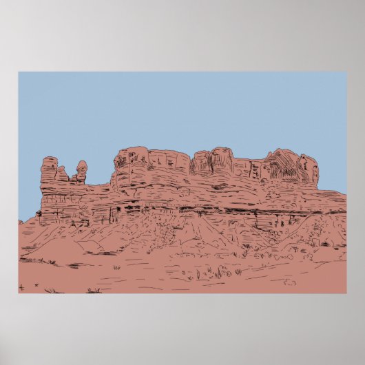 Bluff, Utah Illustration Poster (Vorne)