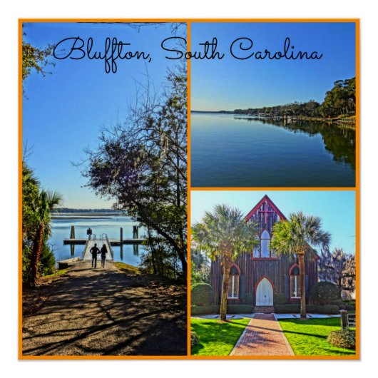 Bluffton South Carolina Lowcountry Collage Poster (Vorderseite)