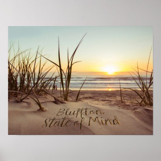 Bluffton State of Mind In den Sand geschrieben SC Poster (Vorne)