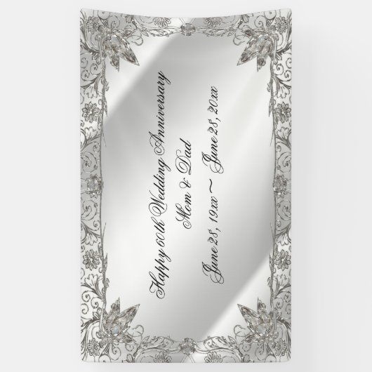 Blüh 60. Diamond Wedding Jubiläum Banner (Vertikal)