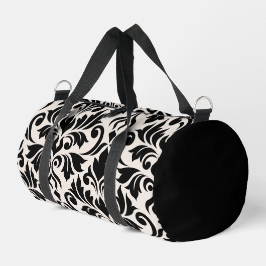 Blüh Damask Art I Black on Cream Duffle Bag (Linke Seite)