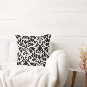 Blüh Damask Art I Black on Cream Kissen
