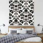 Blüh Damask Art I Black on Cream Leinwanddruck (Insitu (Schlafzimmer))
