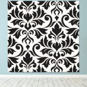 Blüh Damask Art I Black on Cream Leinwanddruck (Insitu (Holzboden))