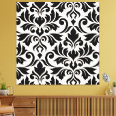 Blüh Damask Art I Black on Cream Leinwanddruck (Insitu (Wohnzimmer))