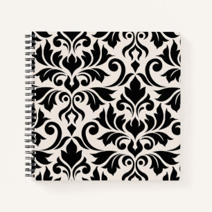 Blüh Damask Art I Black on Cream Notizblock
