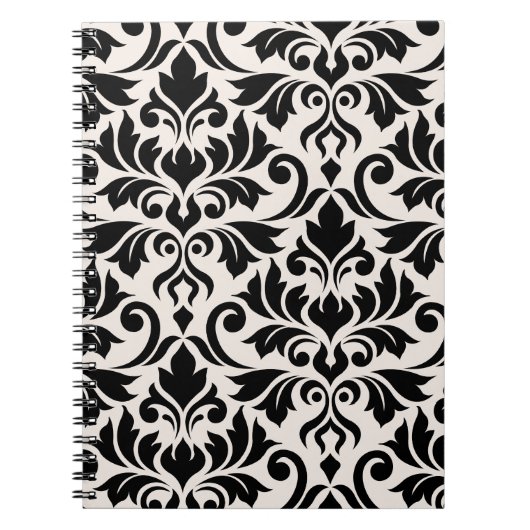 Blüh Damask Art I Black on Cream Notizblock (Vorderseite)
