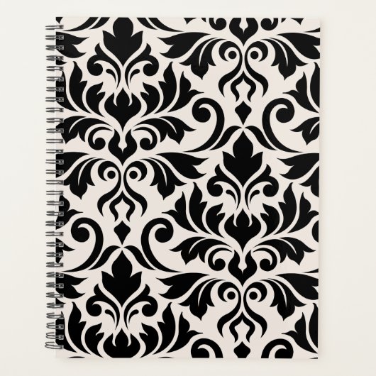 Blüh Damask Art I Black on Cream Planer (Vorderseite)