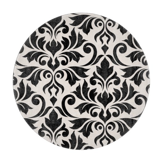 Blüh Damask Art I Black on Cream Schneidebrett (Vorderseite)