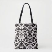 Blüh Damask Art I Black on Cream Tasche (Vorderseite)