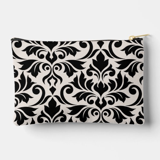 Blüh Damask Art I Black on Cream Zubehörtasche (Rückseite)