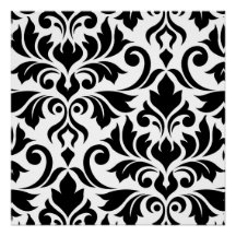Blüh Damask Art I Black on White