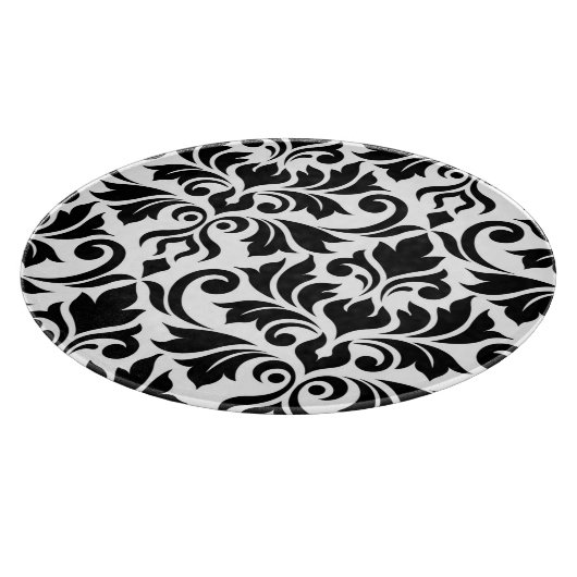 Blüh Damask Art I Black on White Schneidebrett (Ecke)
