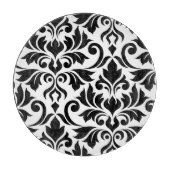 Blüh Damask Art I Black on White Schneidebrett (Vorderseite)