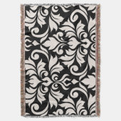 Blüh Damask Art I Cream on Black Decke (Vorderseite Vertikal)