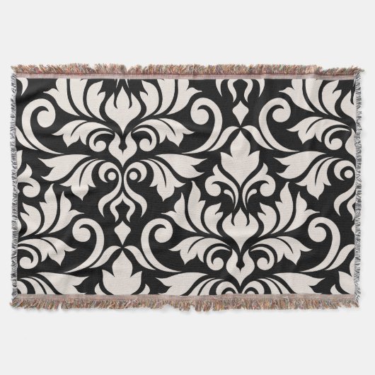 Blüh Damask Art I Cream on Black Decke (Vorderseite)
