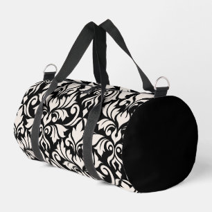 Blüh Damask Art I Cream on Black Duffle Bag