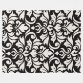 Blüh Damask Art I Cream on Black Fleecedecke (Vorderseite (Horizontal))