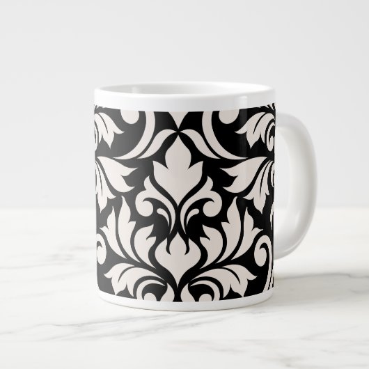 Blüh Damask Art I Cream on Black Jumbo-Tasse (Vorderseite Rechts)