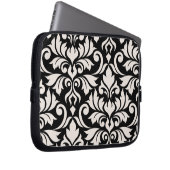 Blüh Damask Art I Cream on Black Laptopschutzhülle (Vorne Rechts)
