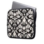 Blüh Damask Art I Cream on Black Laptopschutzhülle (Vorderseite Links)