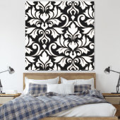 Blüh Damask Art I Cream on Black Leinwanddruck (Insitu (Schlafzimmer))