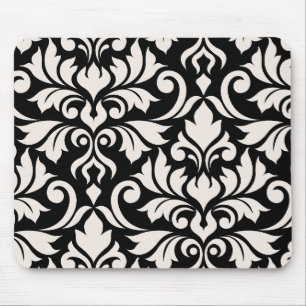 Blüh Damask Art I Cream on Black Mousepad