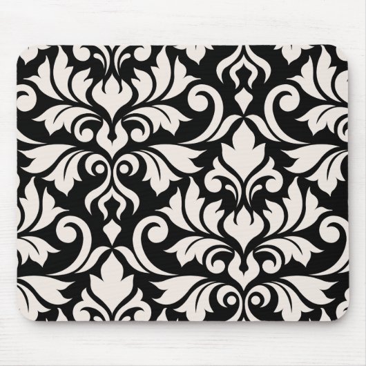 Blüh Damask Art I Cream on Black Mousepad (Vorne)