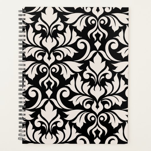 Blüh Damask Art I Cream on Black Planer (Vorderseite)