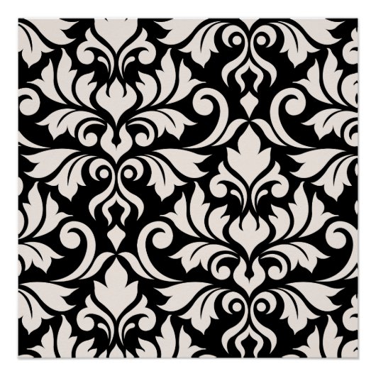 Blüh Damask Art I Cream on Black Poster (Vorderseite)