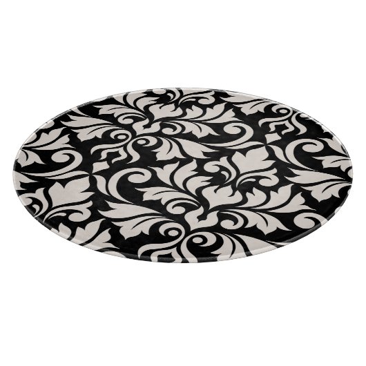 Blüh Damask Art I Cream on Black Schneidebrett (Ecke)