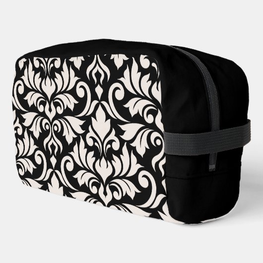Blüh Damask Art I Cream on Black Waschbeutel (Linke Seite)