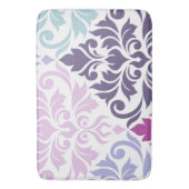 Blüh Damask Art I Purples Pinks Blues White Badematte (Vorderseite Vertikal)