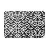 Blüh Damask Big Pattern Black auf Weiß Badematte (Vorderseite)