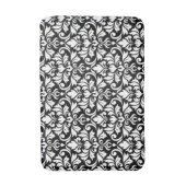 Blüh Damask Big Pattern White auf Black Badematte (Vorderseite Vertikal)